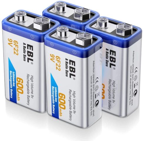 EBL 9 Volt Li-ion Rechargeable 9V Batteries .