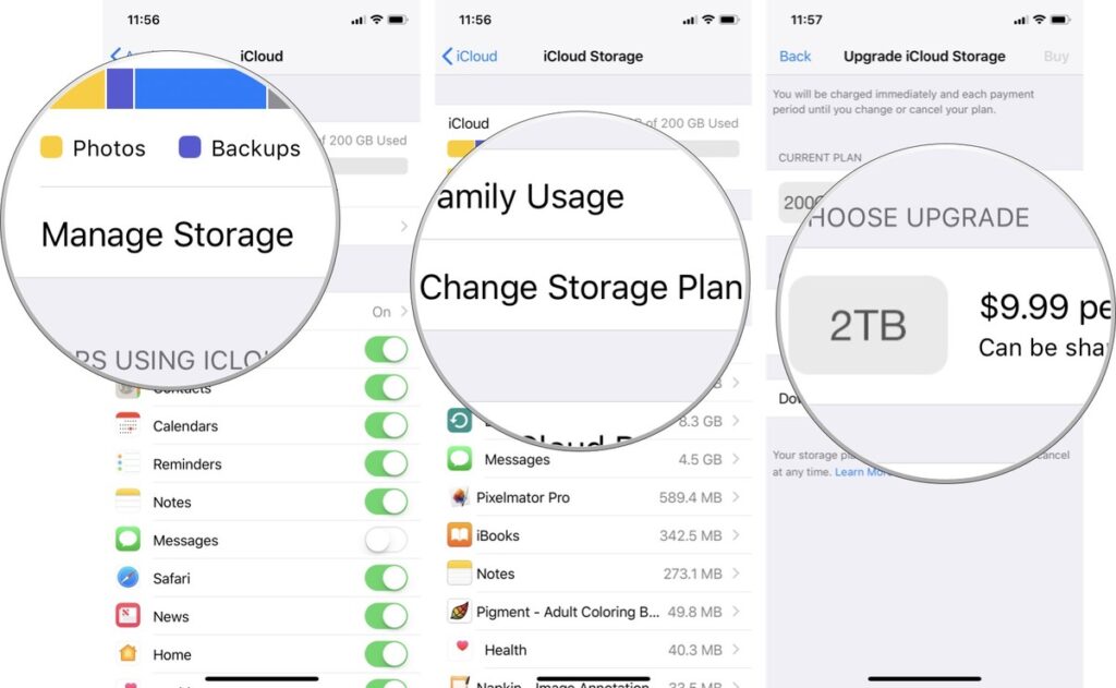 buy more Storage on iPhone or iPad
