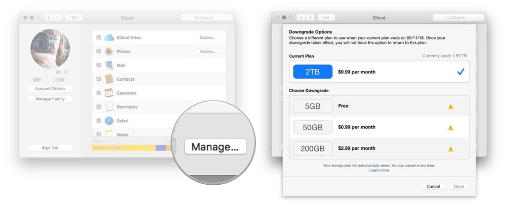 Buy more storage on Mac