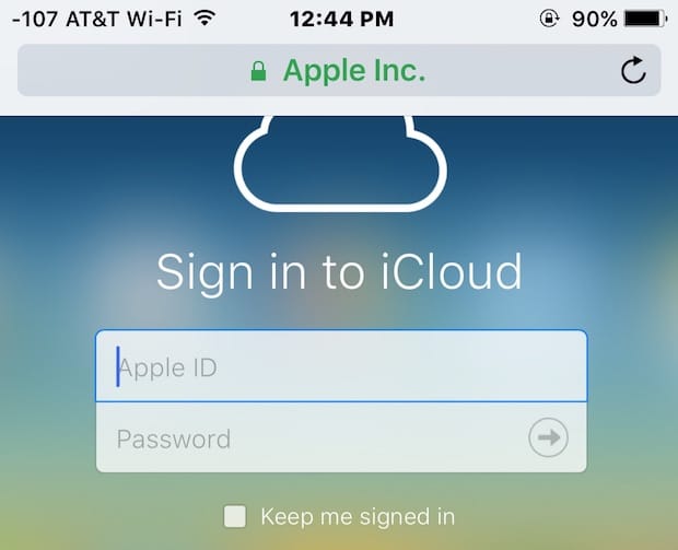 iCloud sign in