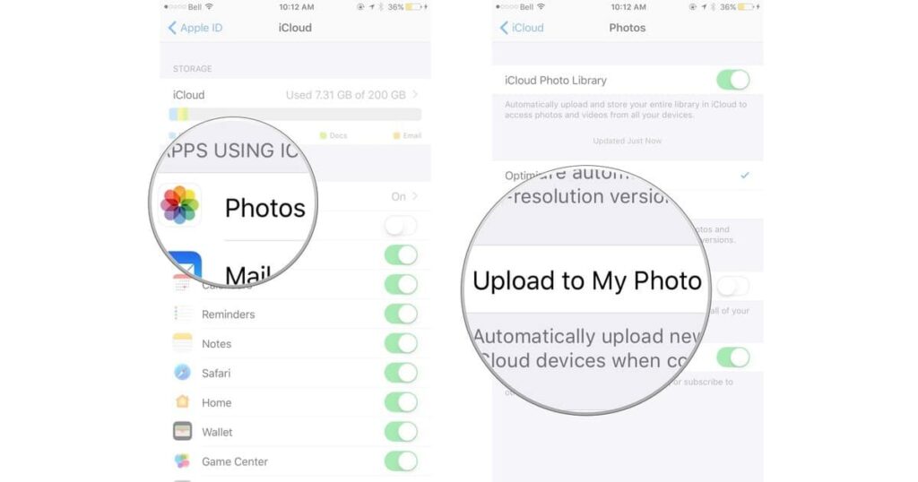 sync images to iCloud in iPhone and iPod