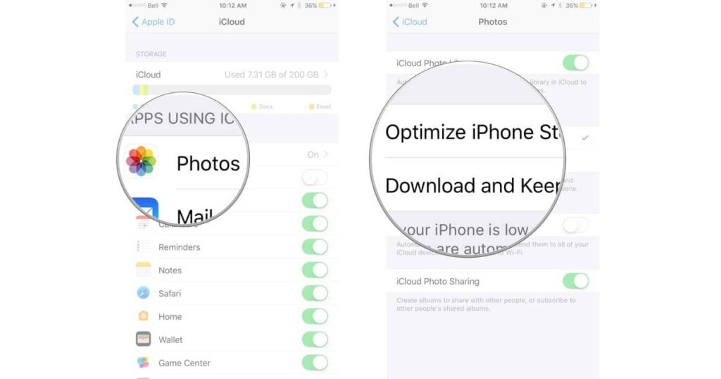Optimize iPhone storage