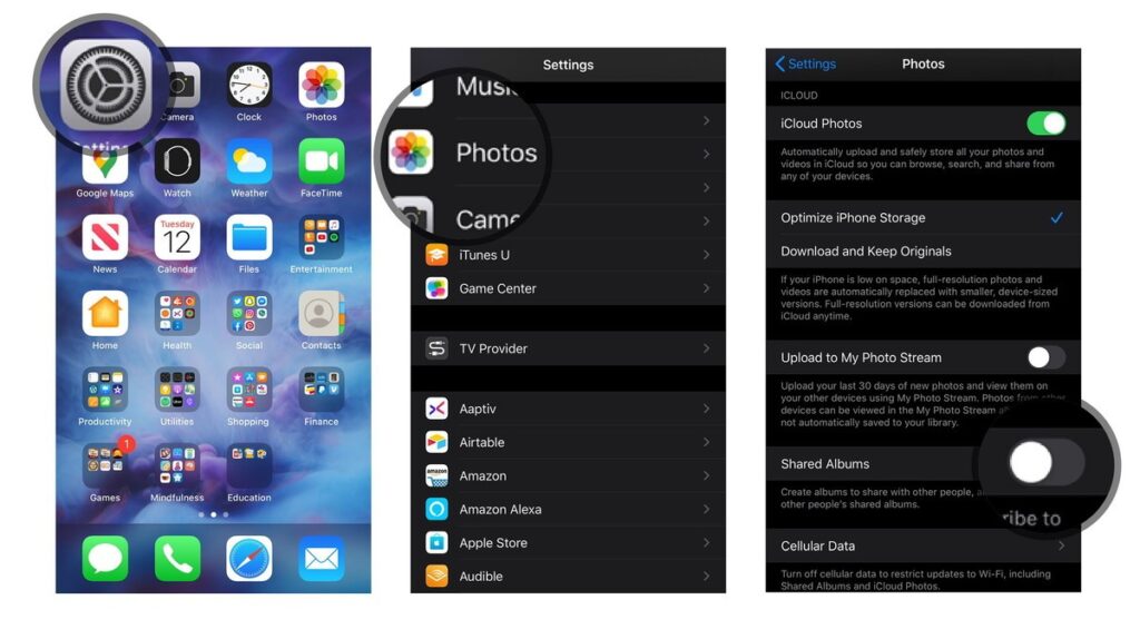 disable iCloud Photos on iPhone