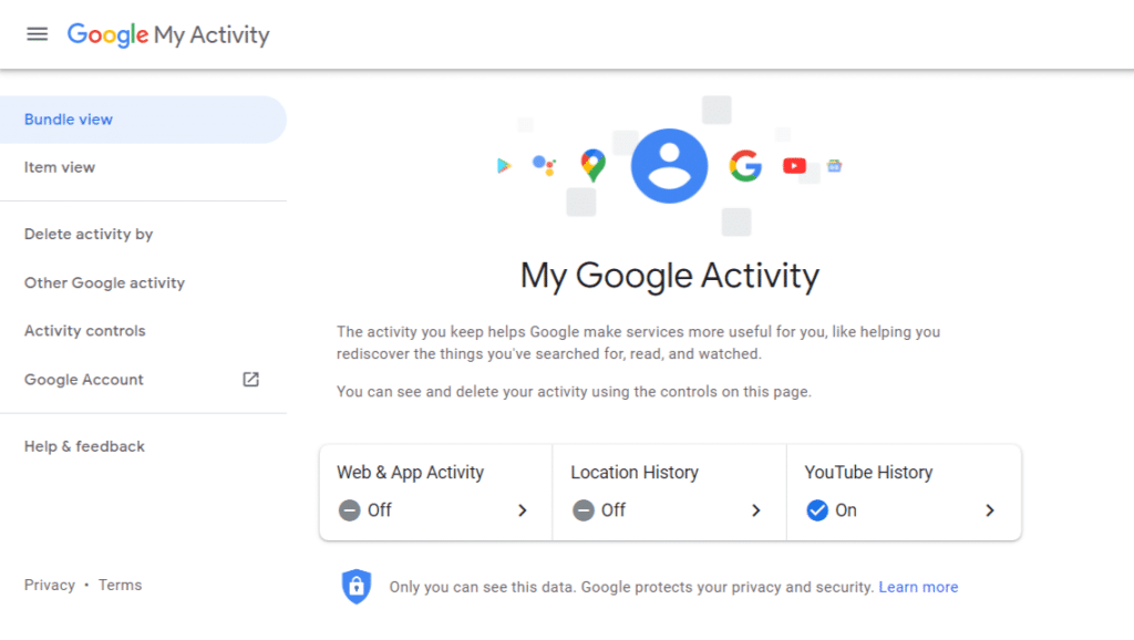 Delete 'My Activity' in Google