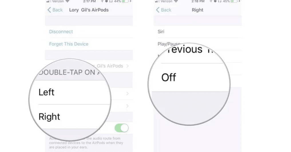 Double-tap gestures on AirPods