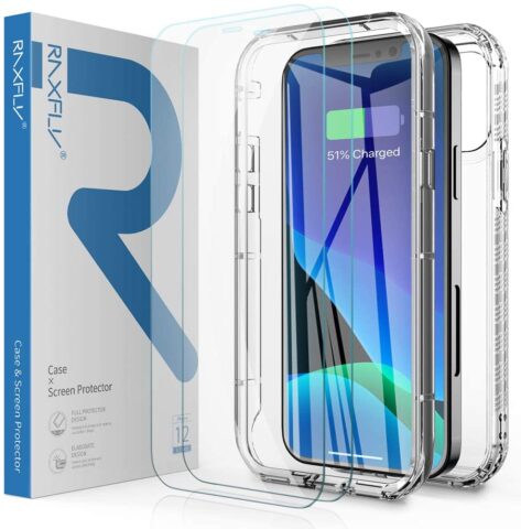 RAXFLY Compatible with iPhone 12 Pro Max Clear Case with 2 Pack Screen Protector