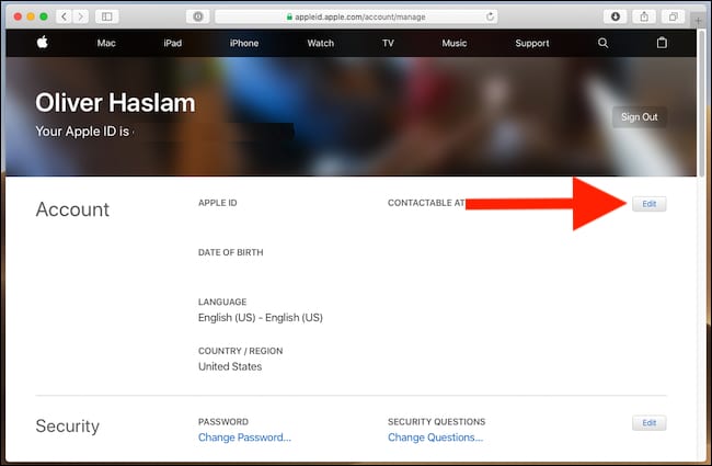 edit apple id