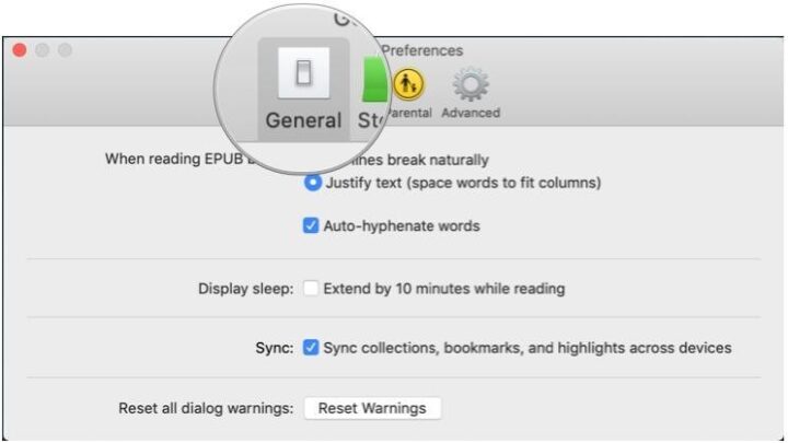 Enable sync settings for the Books app