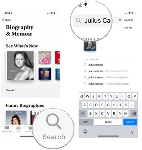 browse and search for an audiobook in Apple Books