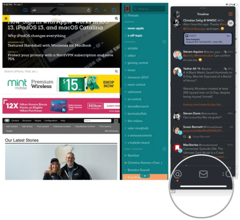 rotate through app tabs in Slive Over view