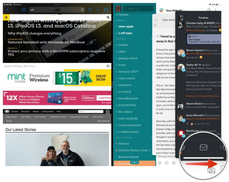 rotate through app tabs in Slive Over view