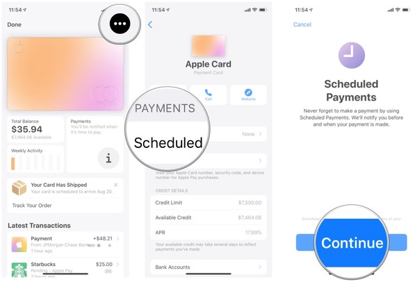 schedule payments on Apple card