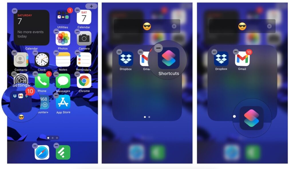 remove apps from a folder on your Home screen