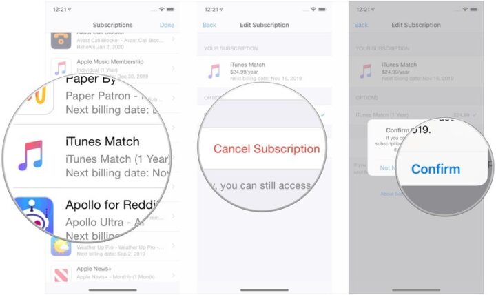 unsubscribe and cancel iTunes match