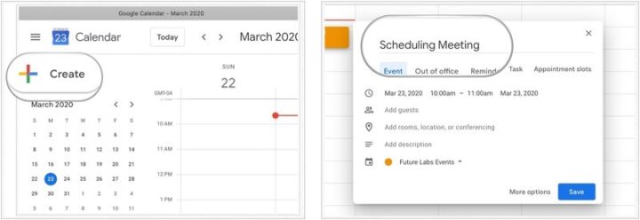 Scheduling a meeting- use Google Hangouts Meet