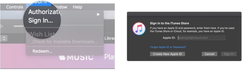 Sign in and out of iTunes on your Mac