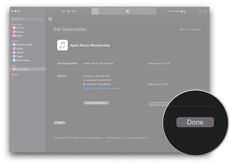 switch to an individual plan for Apple Music on your Mac- manage your Apple Music subscription