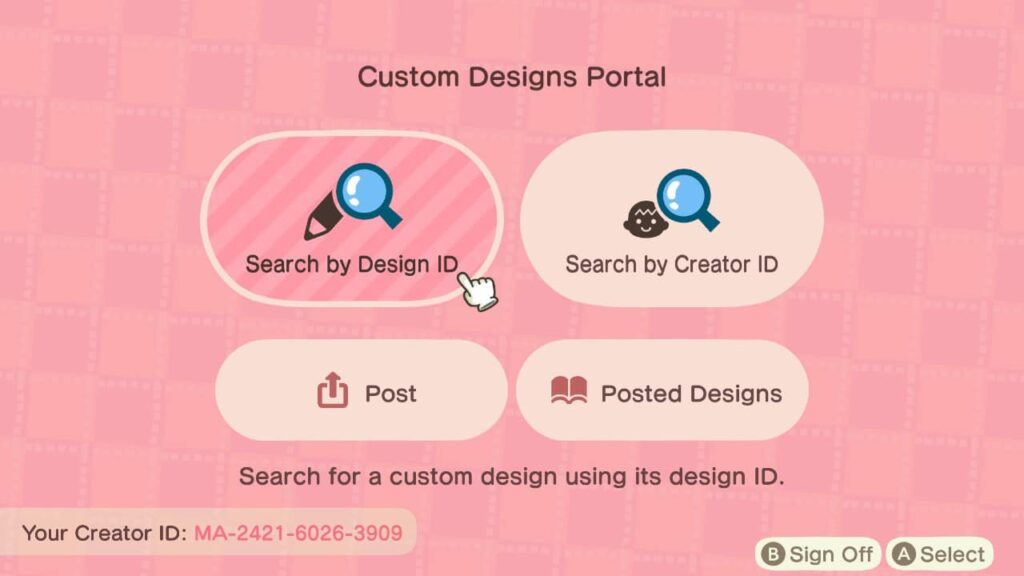 Animal Crossing: Search by Design ID