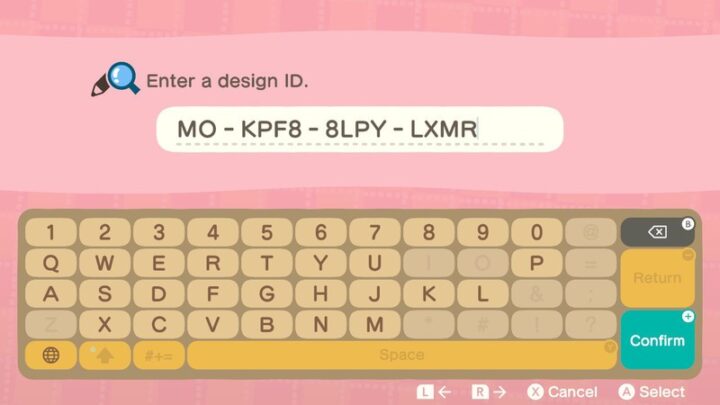 Animal Crossing: Enter a Design ID