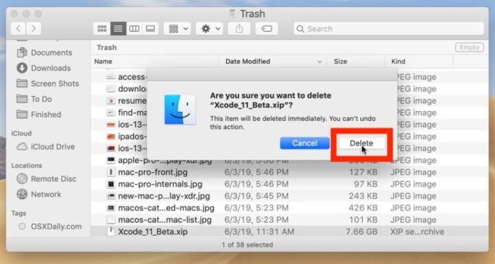 empty the Mac's trash