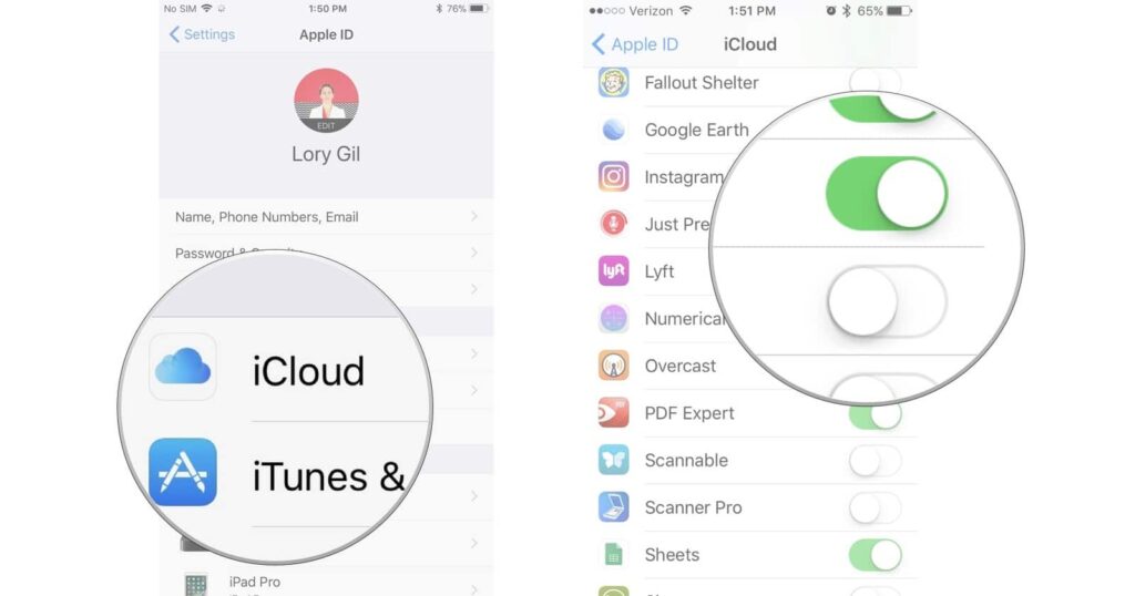 giving or revoking access for third-party apps to iCloud