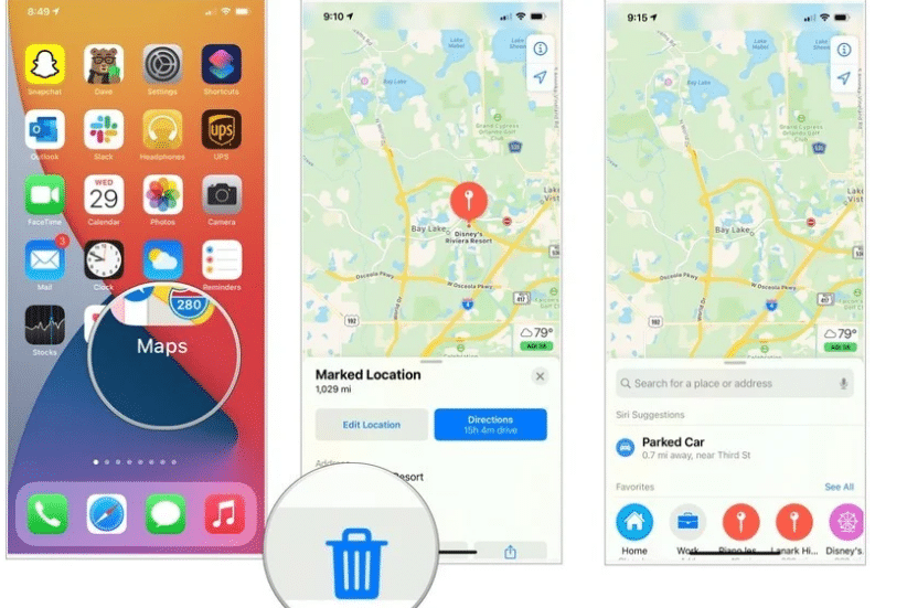 view favorite places in Maps on iPhone