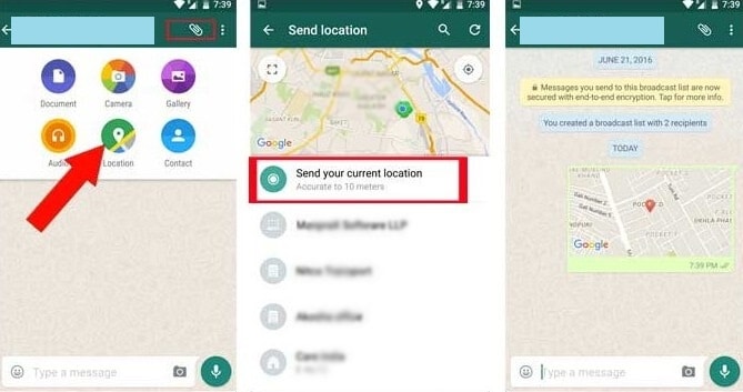 Different types of location sharing options