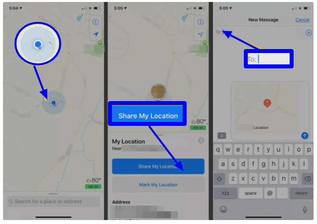 Share location and directions 