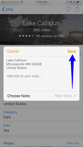 add your location to Notes 