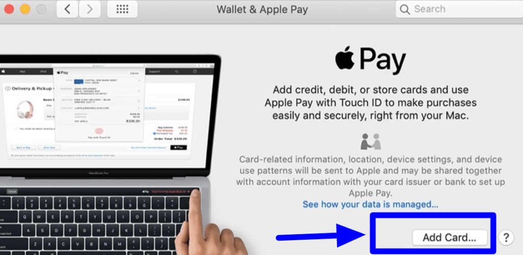 Use Apple Pay on Mac-add card 