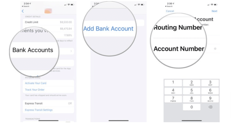 How to add your bank account to your Apple card payment option?