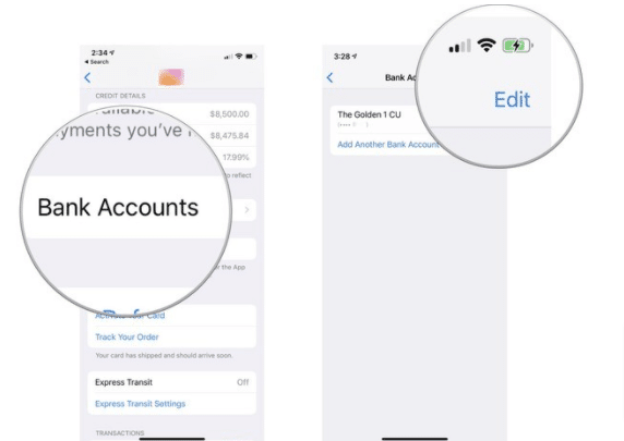 add bank account to Apple card