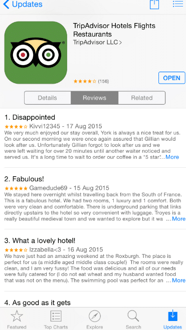 Apple App store reviews