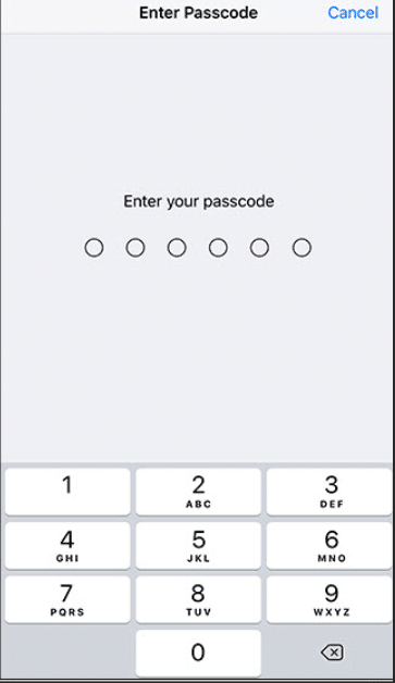 lock apps on iPhone - enter passcode