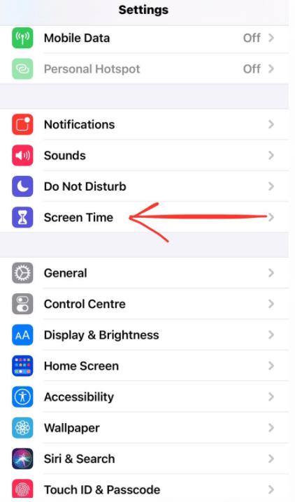 lock apps on iPhone - settings screen time