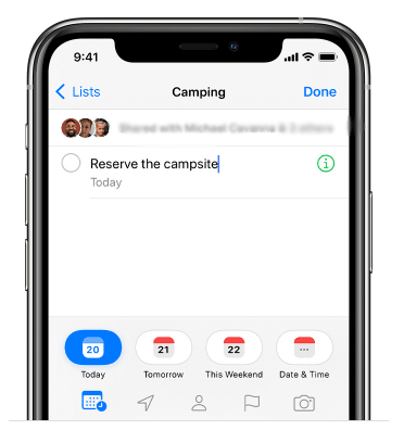 Create tasks in Reminders App on iPhone