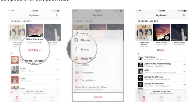 How to add, cache, search for, and delete songs from Apple's new Music app?