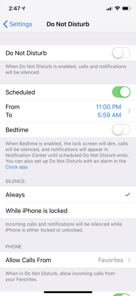 Set Up Do Not Disturb mode on iPhone