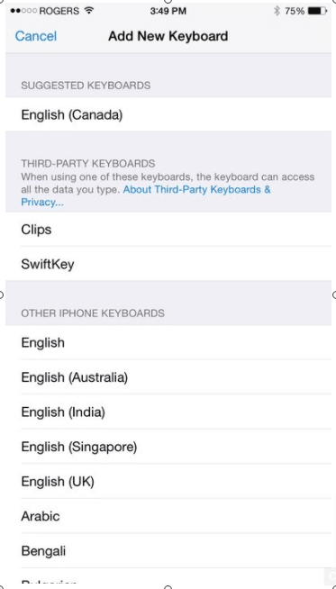 iOS keyboard shortcuts