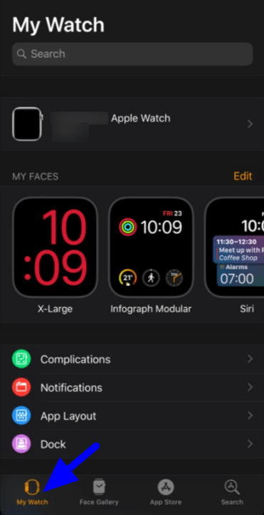 use Dock on Apple Watch