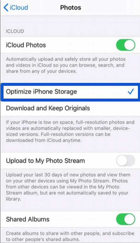 optimize iPhone storage 