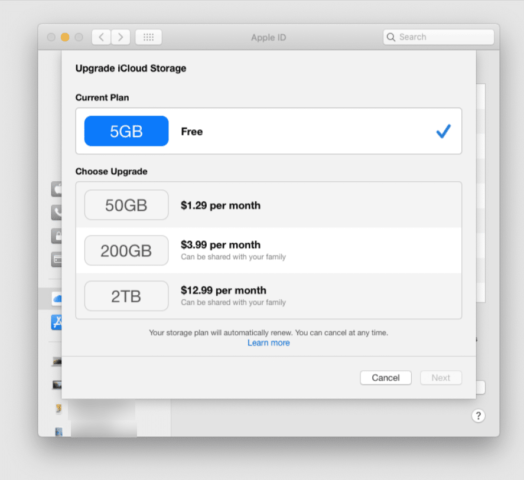 icloud storage plan