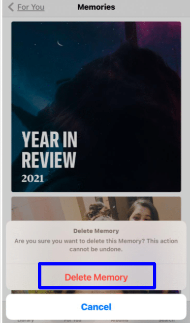 Delete entire memory slideshow- Using Memories in the Photos app