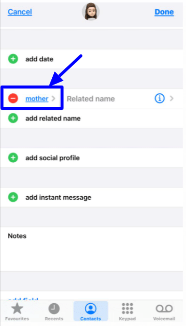 Create relationships for contacts on iPhone
