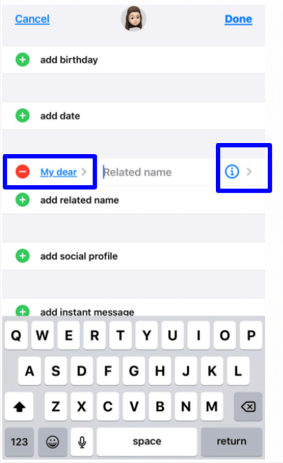 Create relationships for contacts on iPhone