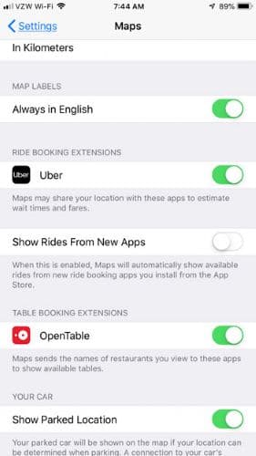 Enable Maps extensions on iPhone and iPad- Apps that have extensions for Maps