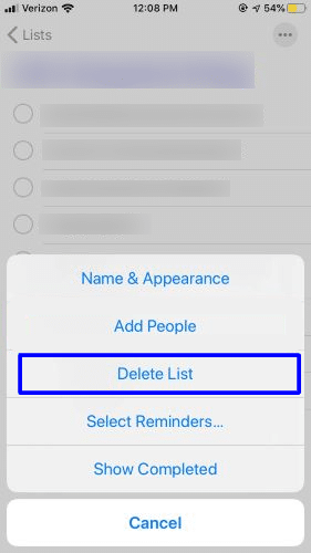  Delete a Family list- Reminders app with Family Sharing