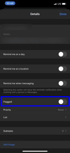 Flag a task in Reminders- Customize tasks in the Reminders app