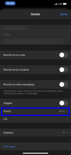 Set a task priority in Reminders