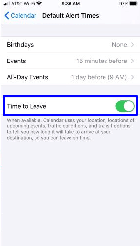 Set a reminder to leave on time in calendar